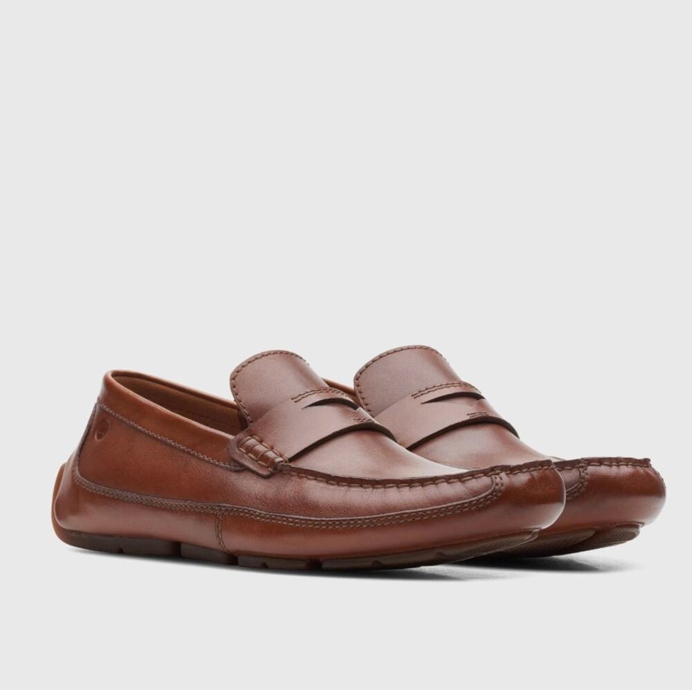 Clarks Markman Way Brown Leather Loafers NEW Size 9